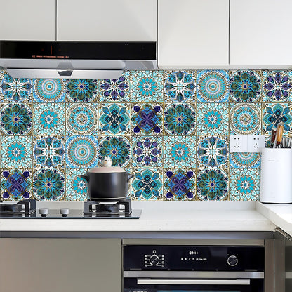 Colorful Mandala Style Tile Sticker Kitchen / Bathroom Wardrobe Glossy Surface Art Mural Peel &amp; Stick Wall Decals