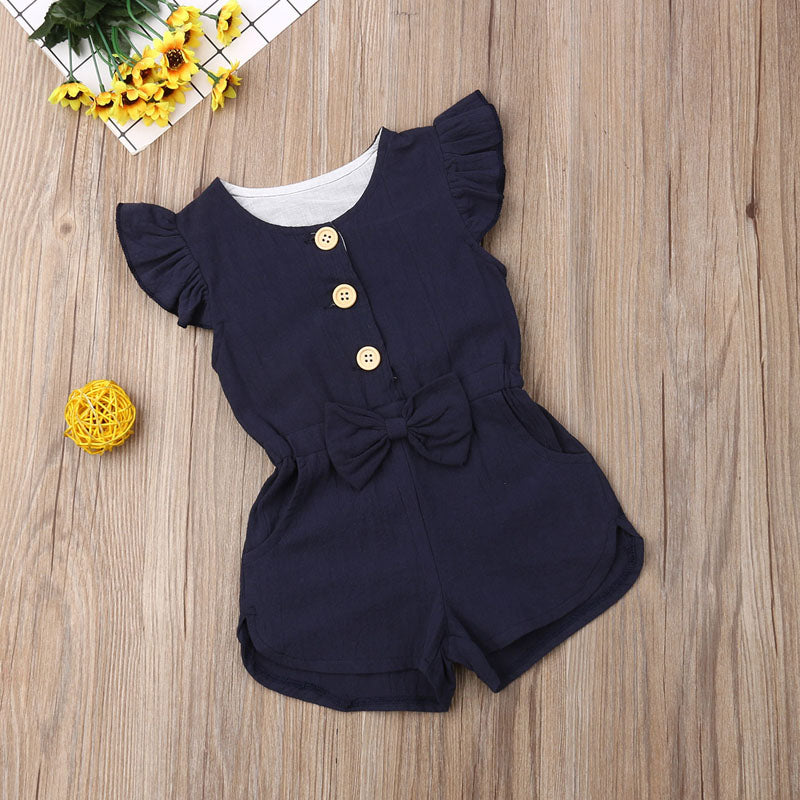 1-6Years Toddler Kids Baby Girls Summer Romper Off Shoulder Solid Jumpsuit Outfits Toddler Clothes Sunsuit