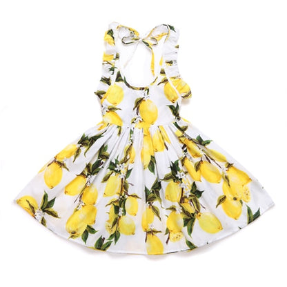 Baby Girls Dress Cotton Leaky Back Retro Floral Cute Sweet Fashion Kids Clothing Beach Outdoor Casual 1-12Yrs