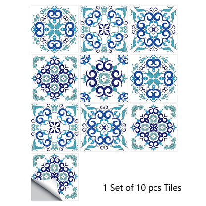 Colorful Mandala Style Tile Sticker Kitchen / Bathroom Wardrobe Glossy Surface Art Mural Peel &amp; Stick Wall Decals