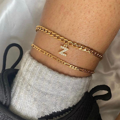 Tiny A-Z Initial Letter Anklets For Women Stainless Steel Gold Color Alphabet Cuban Link Anklet Bracelet Boho Jewelry Gift