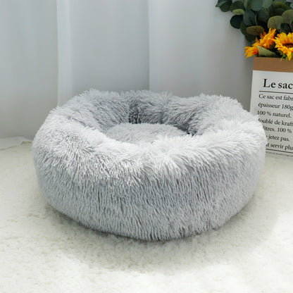 Pet Dog Bed Warm Fleece Round Dog Kennel House Long Plush Winter Pets Dog Beds For Medium Large Dogs Cats Soft Sofa Cushion Mats