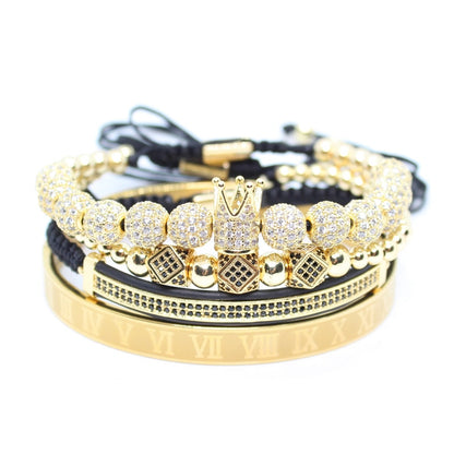 Mens Jewellery Bracelet Men Luxury Royal Bangle Set Roman Braided Bracelets