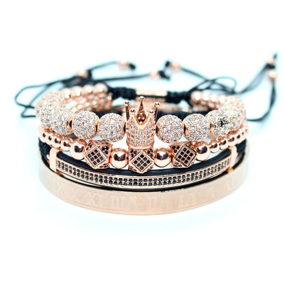 Mens Jewellery Bracelet Men Luxury Royal Bangle Set Roman Braided Bracelets