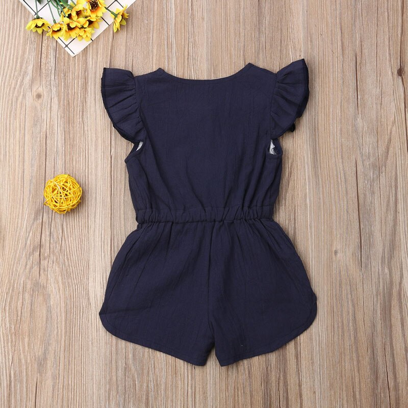 1-6Years Toddler Kids Baby Girls Summer Romper Off Shoulder Solid Jumpsuit Outfits Toddler Clothes Sunsuit
