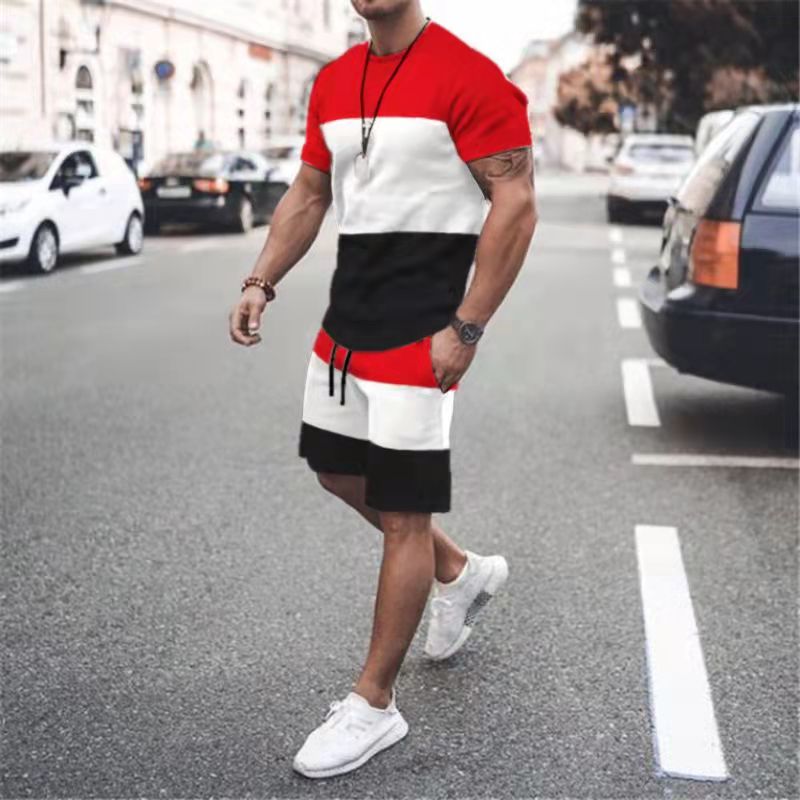 3D Men's T-shirt Set Sportswear Men's Oversized Clothing T-shirt Shorts Suit Men's T-shirt Suit Summer Beach