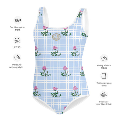 Monarch Flowers Blue Girl's  Youth Swimsuit