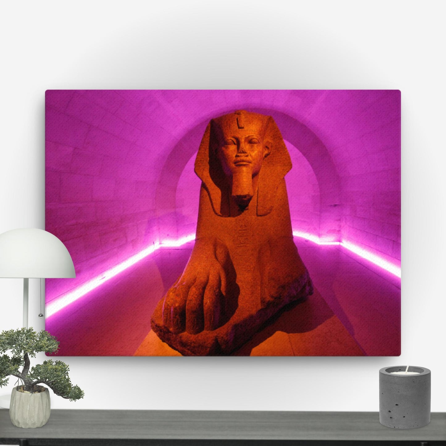 Lit Up Egyptian Statue Thin Canvas