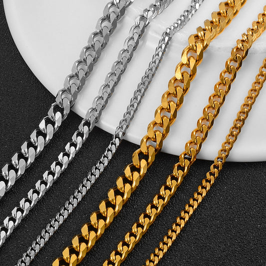 Stainless Steel Black Cuban Chain Fashion Men's Waterproof Necklace High Quality Jewelry