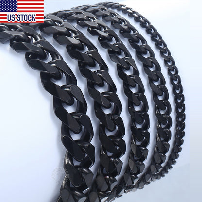 3-11mm Curb Cuban Link Bracelets for Men Womens Black Gold Color Stainless Steel  Wholesale Chain Jewelry 3/5/7/11mm DKBB10