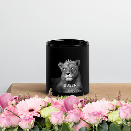 Lion Queen Black Glossy Mug