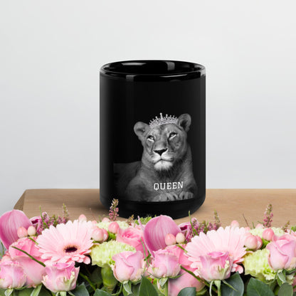 Lion Queen Black Glossy Mug
